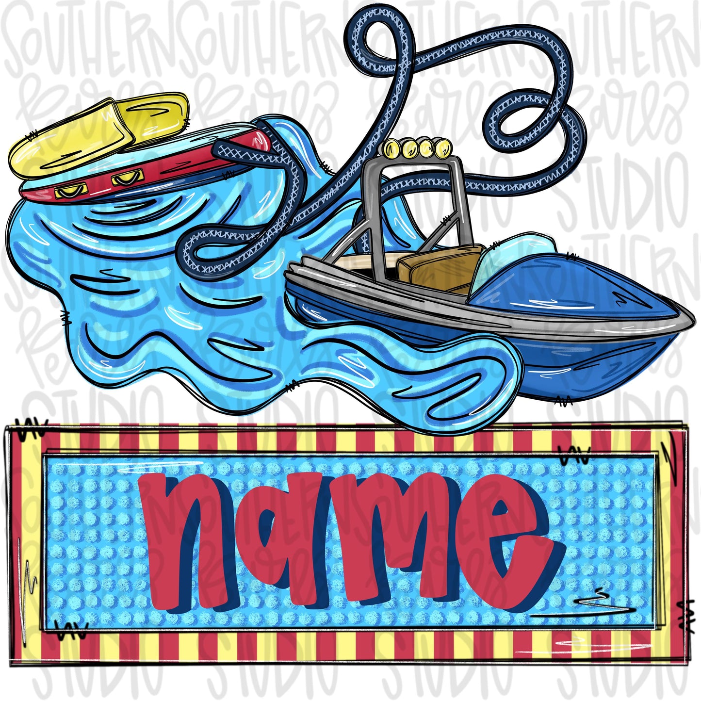 Boat pulling inner tube with name patch png, boy png, bright png, trendy png, whimsy png, viral png, summer png, Digital Download png