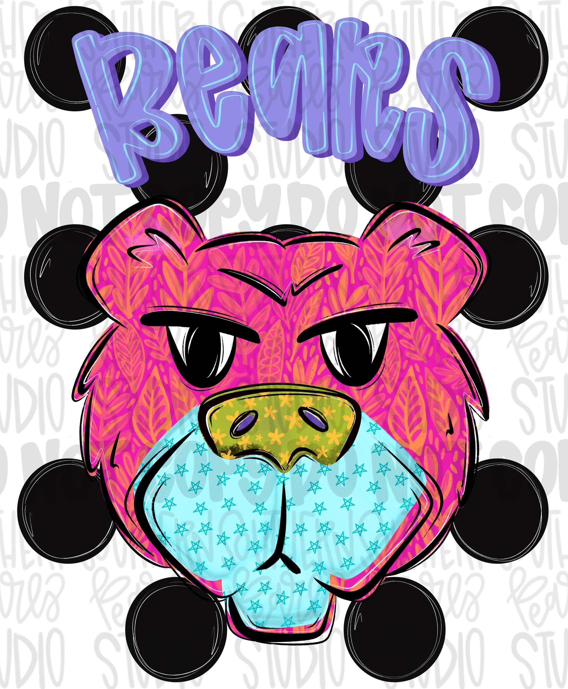 Bears Polka dot mascot png | trendy png viral png colorful png | Sublimation DTF DTG Design | Digital Download | Womens & Kids png