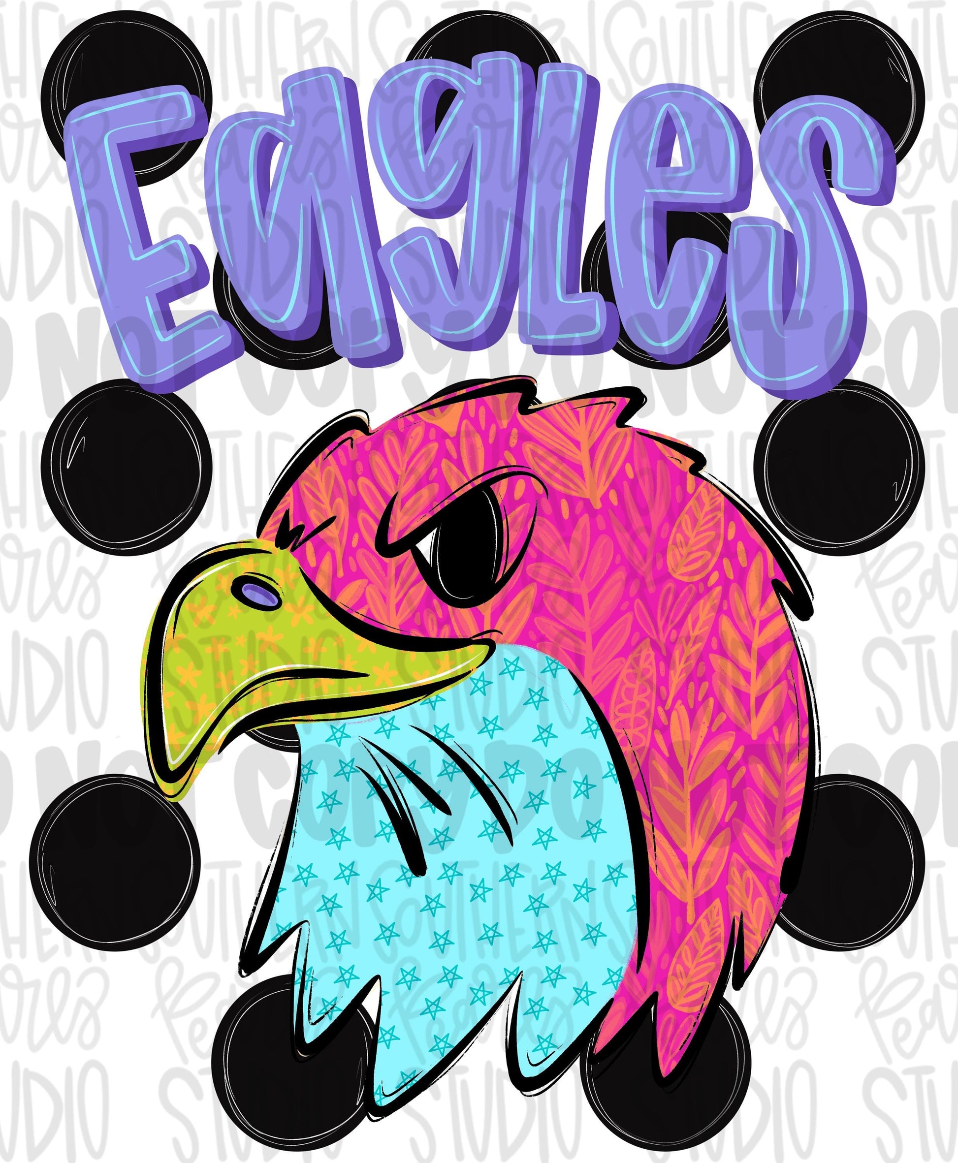 Eagles Polka dot mascot png | trendy png viral png colorful png | Sublimation DTF DTG Design | Digital Download | Womens & Kids png