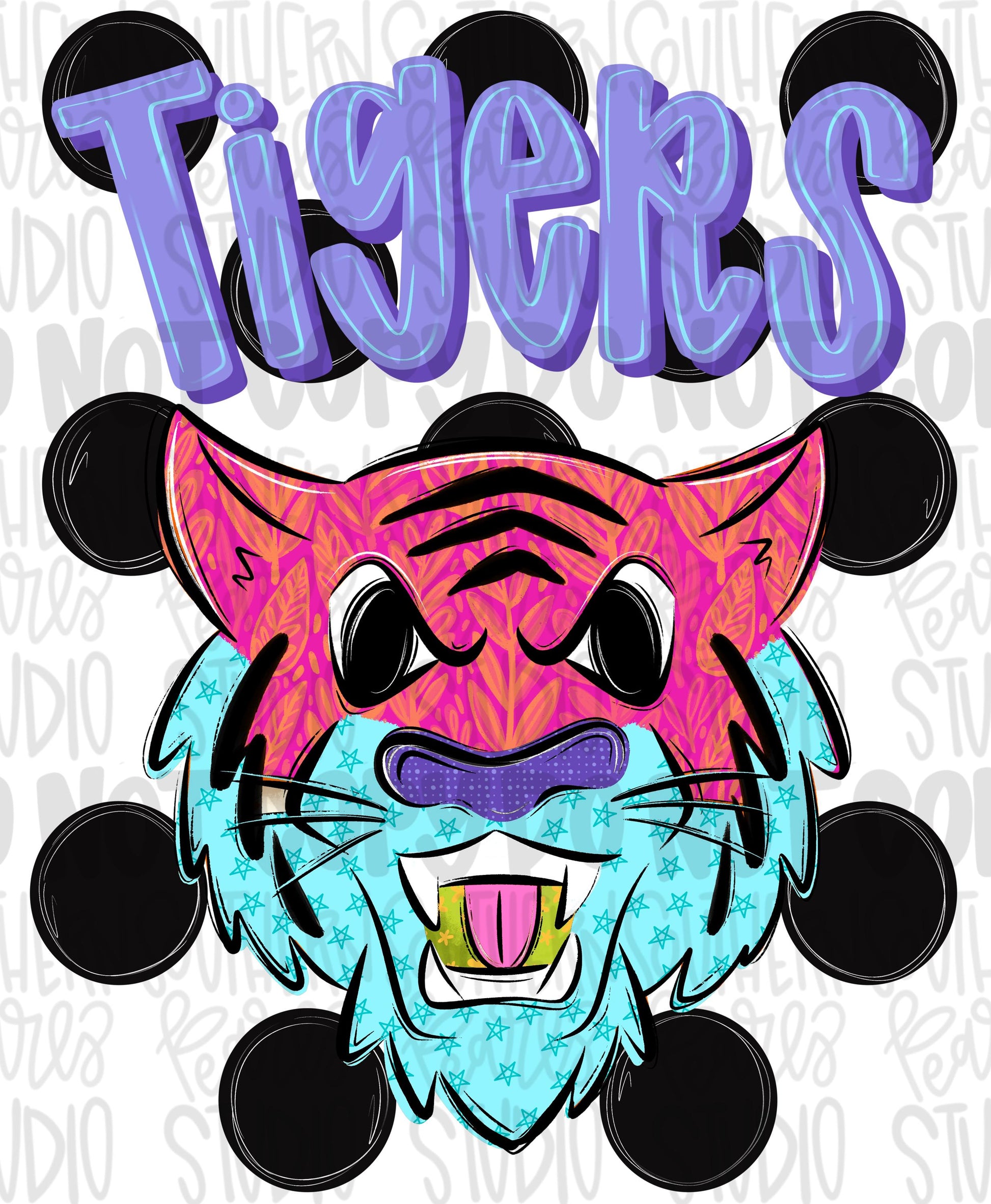 Tigers Polka dot mascot png | trendy png viral png colorful png | Sublimation DTF DTG Design | Digital Download | Womens & Kids png