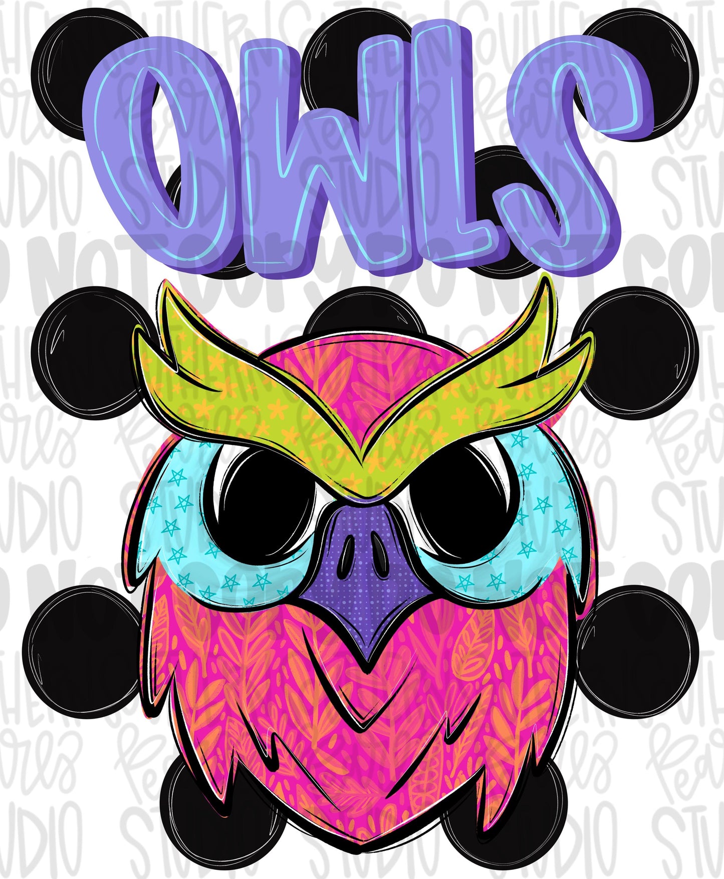 Owls Polka dot mascot png | trendy png viral png colorful png | Sublimation DTF DTG Design | Digital Download | Womens & Kids png