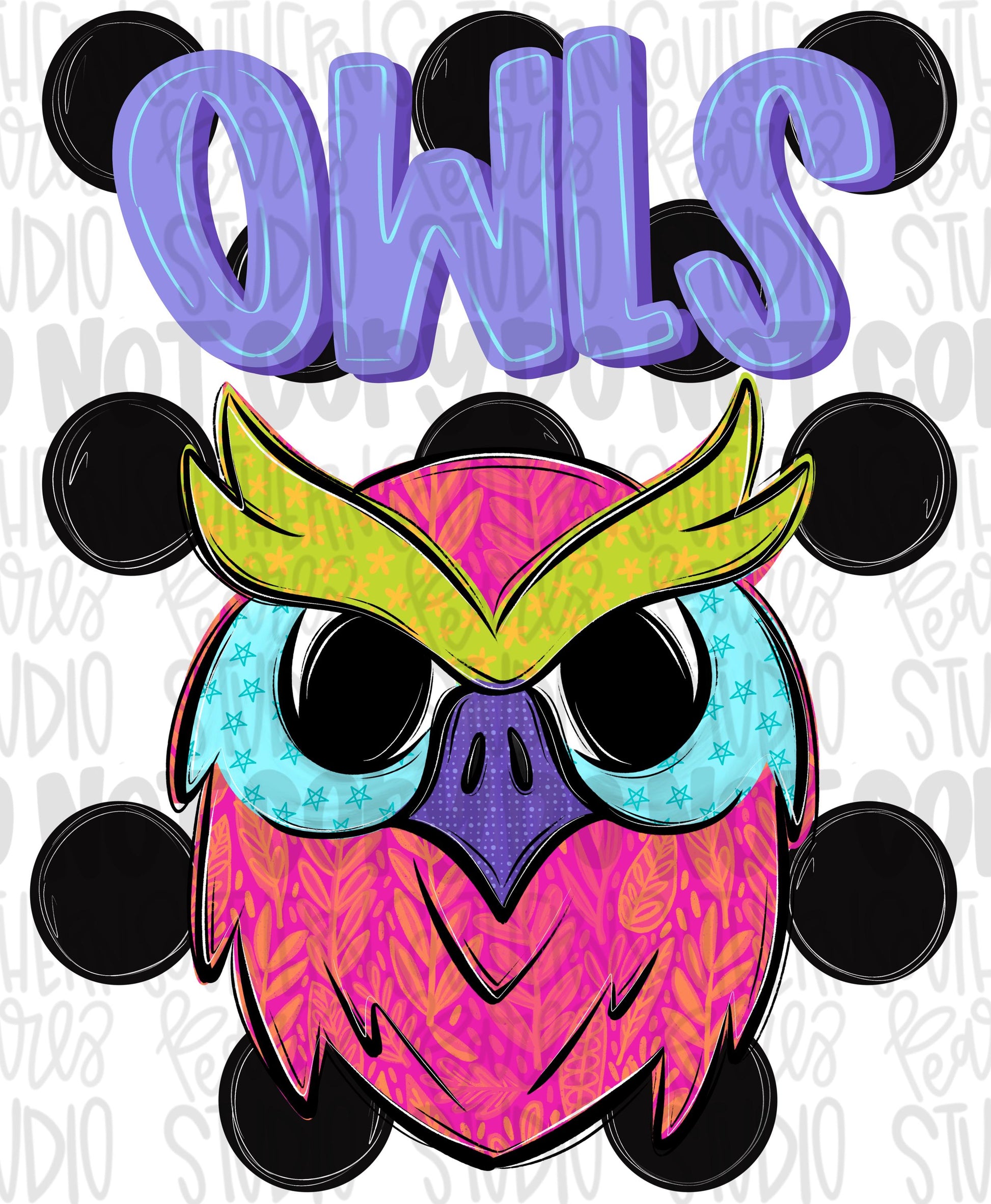 Owls Polka dot mascot png | trendy png viral png colorful png | Sublimation DTF DTG Design | Digital Download | Womens & Kids png