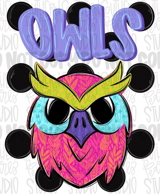 Owls Polka dot mascot png | trendy png viral png colorful png | Sublimation DTF DTG Design | Digital Download | Womens & Kids png
