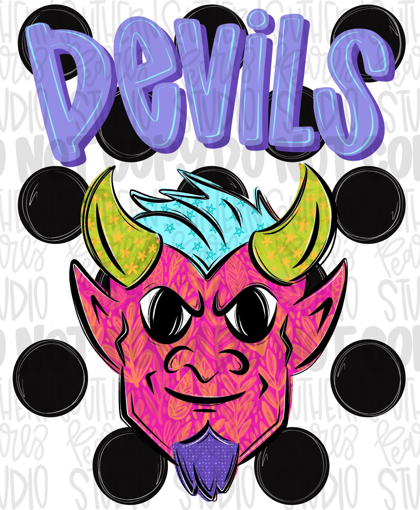 Devils Polka dot mascot png | trendy png viral png colorful png | Sublimation DTF DTG Design | Digital Download | Womens & Kids png