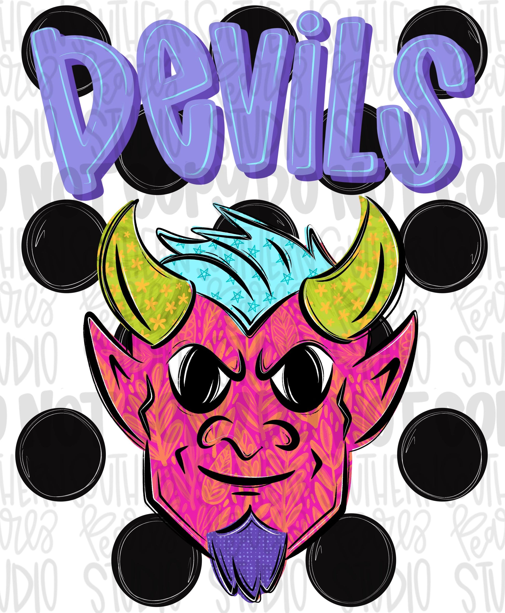 Devils Polka dot mascot png | trendy png viral png colorful png | Sublimation DTF DTG Design | Digital Download | Womens & Kids png