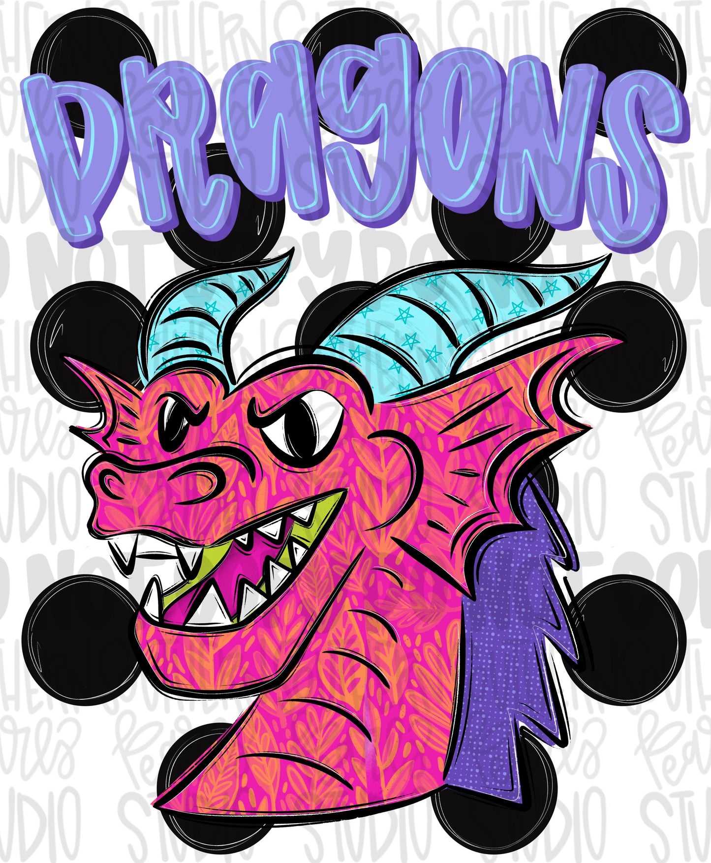 Dragons Polka dot mascot png | trendy png viral png colorful png | Sublimation DTF DTG Design | Digital Download | Womens & Kids png