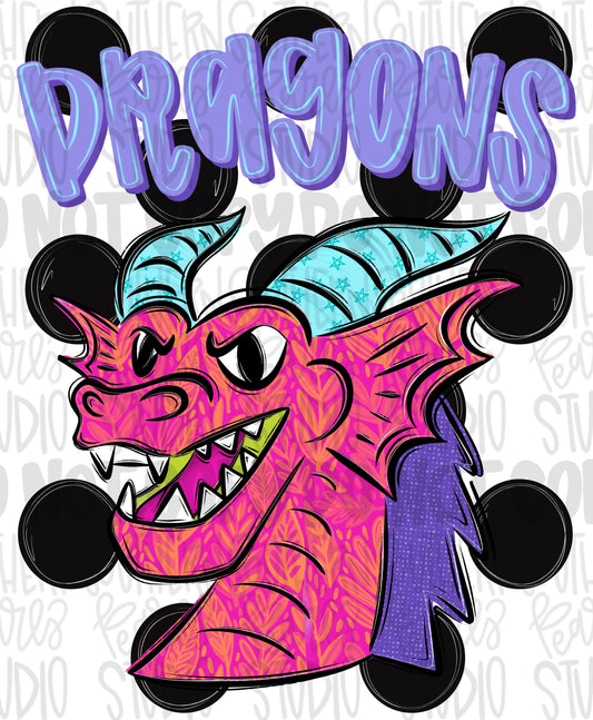 Dragons Polka dot mascot png | trendy png viral png colorful png | Sublimation DTF DTG Design | Digital Download | Womens & Kids png