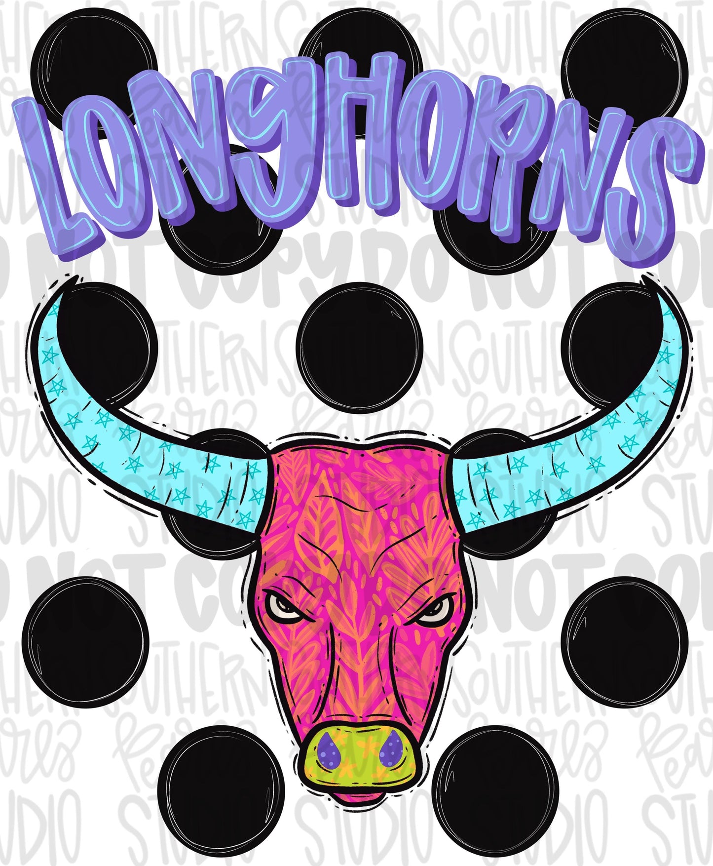 Longhorns Polka dot mascot png | trendy png viral png colorful png | Sublimation DTF DTG Design | Digital Download | Womens & Kids png