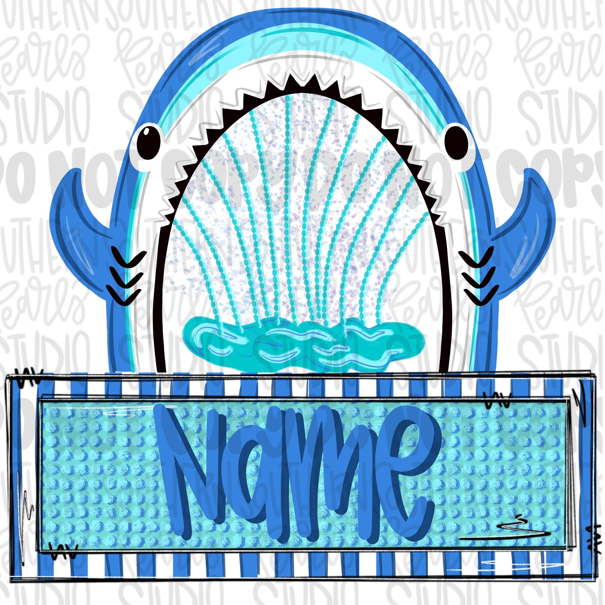 Shark sprinkler with name patch png | trendy png viral png colorful png | Sublimation DTF DTG Design | Digital Download | Womens & Kids