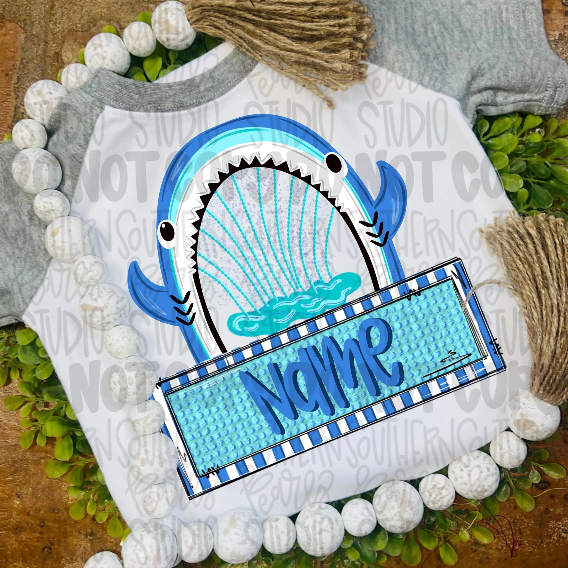 Shark sprinkler with name patch png | trendy png viral png colorful png | Sublimation DTF DTG Design | Digital Download | Womens & Kids