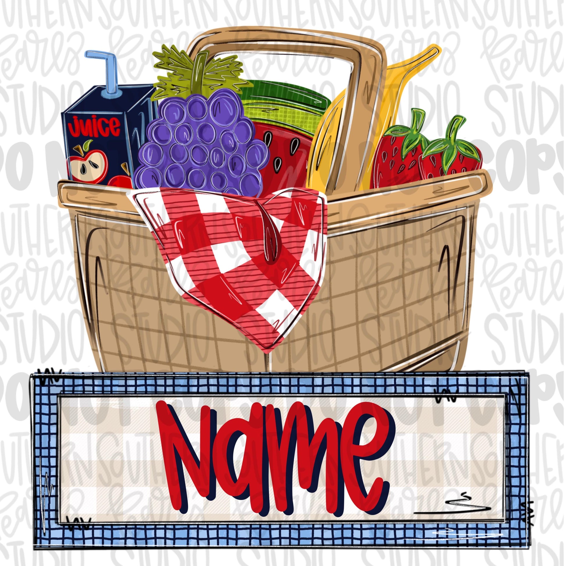 Picnic basket with name patch png | trendy png viral png colorful png | Sublimation DTF DTG Design |Digital Download | Womens & Kids