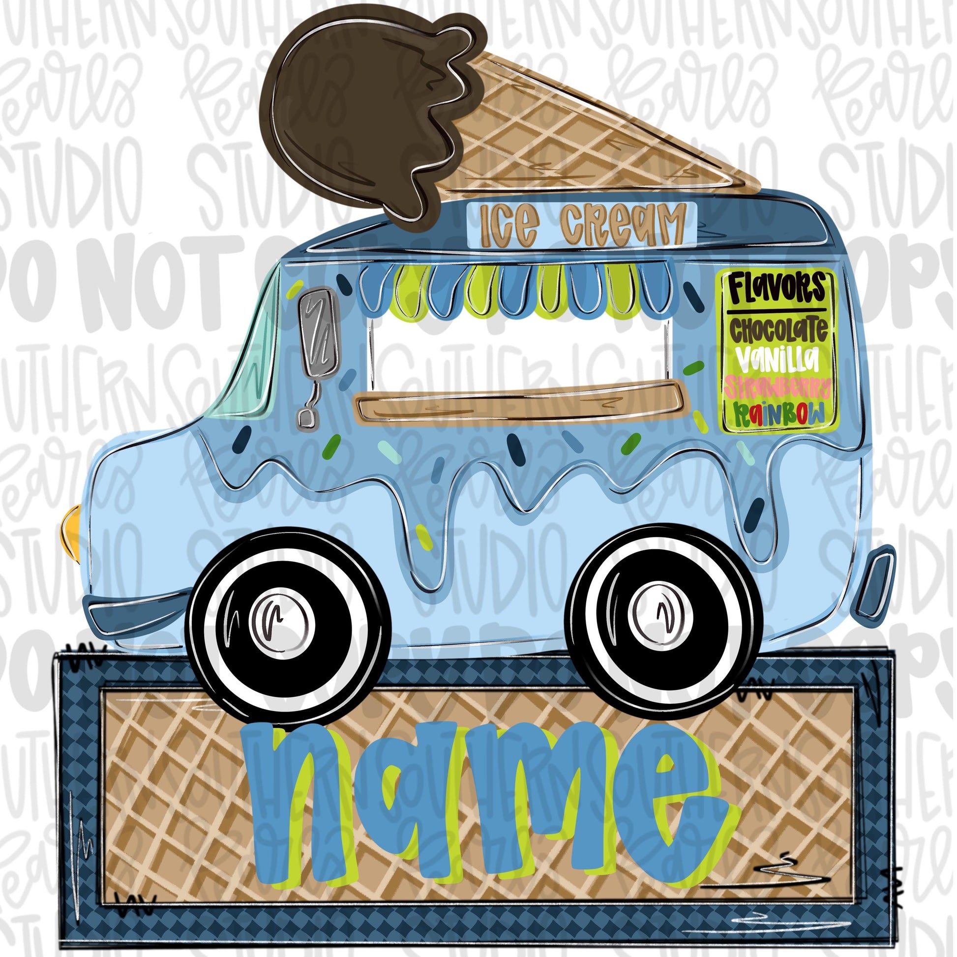 Boy ice cream truck with name patch png | trendy png viral png colorful png | Sublimation DTF DTG Design |Digital Download | Womens & Kids