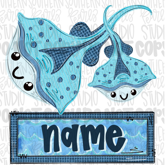 Stingrays with name patch png boyish | trendy png viral png colorful png | Sublimation DTF DTG Design |Digital Download | Womens & Kids