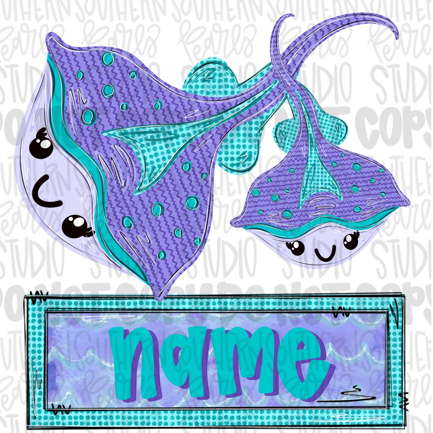 Stingrays with name patch png girly | trendy png viral png colorful png | Sublimation DTF DTG Design |Digital Download | Womens & Kids