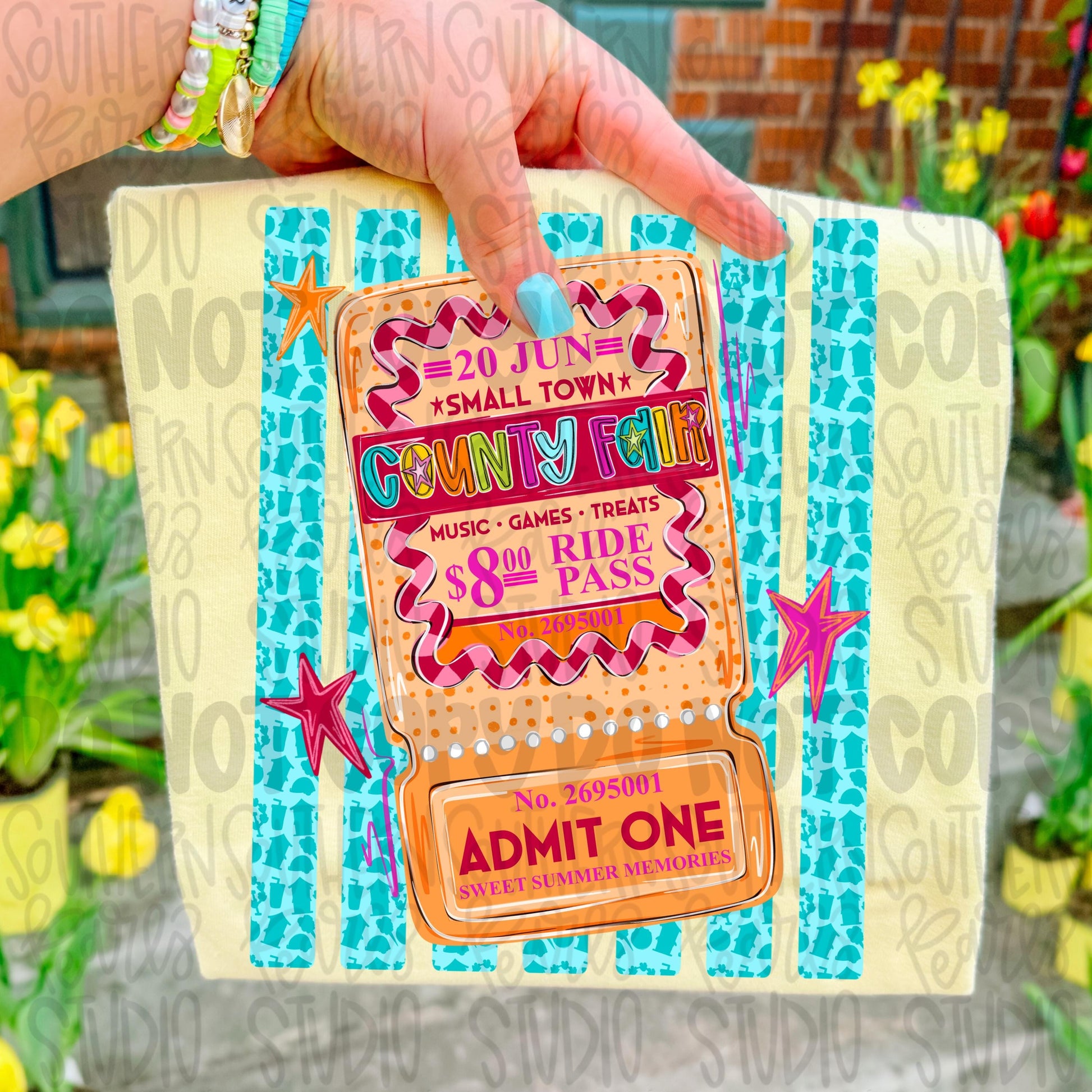 County fair ticket with stripes png | trendy png viral png colorful png | Sublimation DTF DTG Design |Digital Download | Womens & Kids