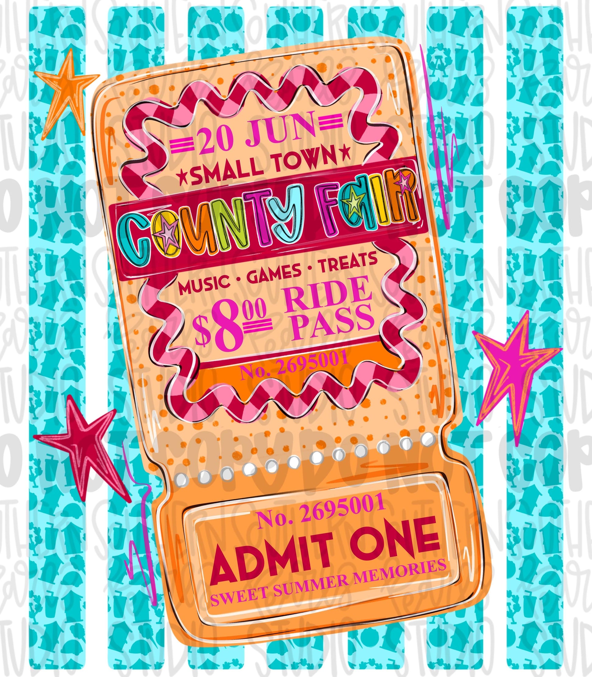 County fair ticket with stripes png | trendy png viral png colorful png | Sublimation DTF DTG Design |Digital Download | Womens & Kids