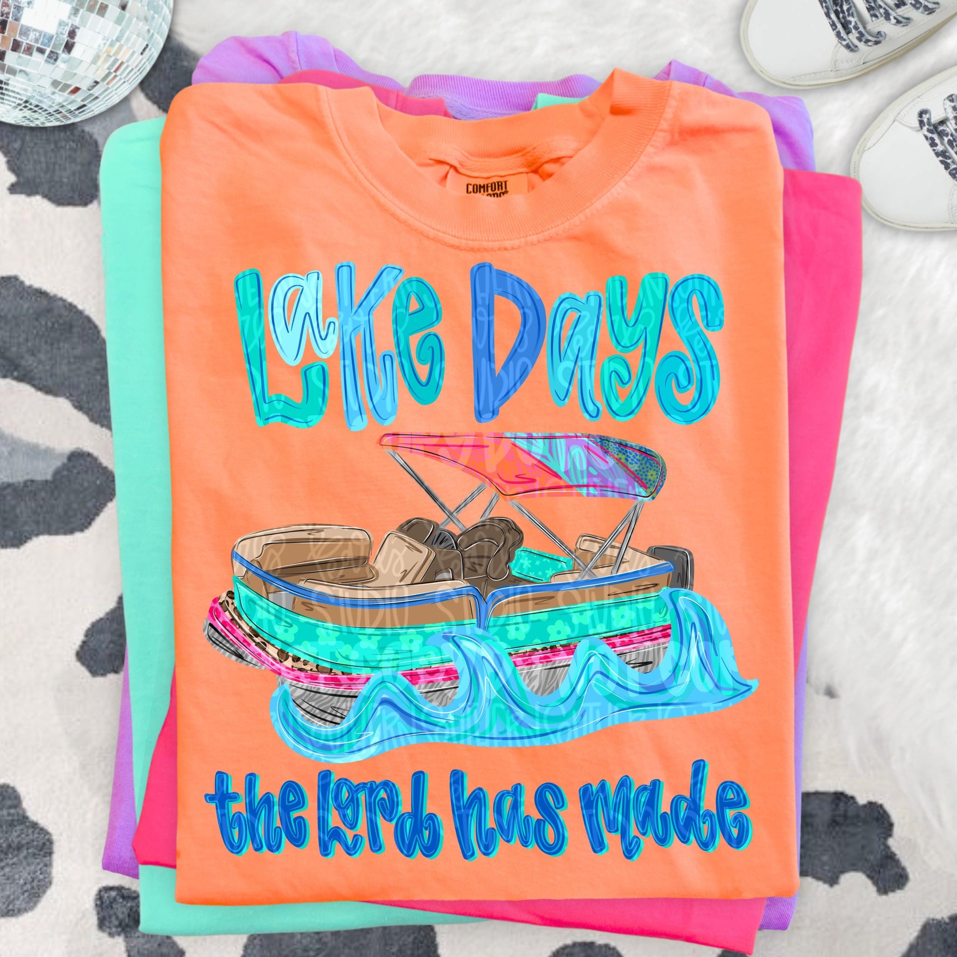 Lake days the Lord has made png, pontoon boat png, colorful and bright png, trendy png, viral png, Digital Download png graphic