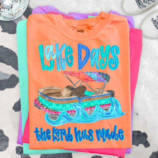 Lake days the Lord has made png, pontoon boat png, colorful and bright png, trendy png, viral png, Digital Download png graphic
