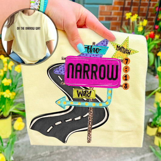 The narrow way png, front and back designs, motel sign png, bright png, trendy png, viral png, Digital Download png graphic