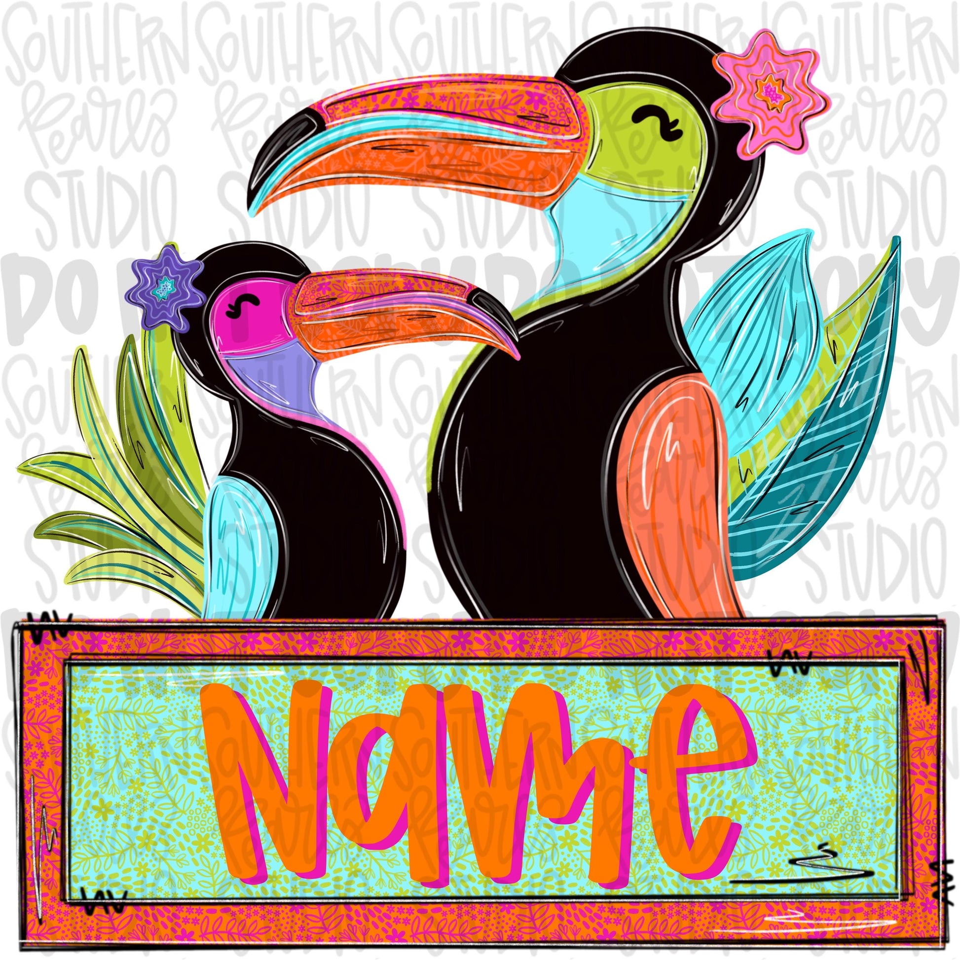 Toucans girls with name patch | Sublimation Design | Digital Download | Women’s, Kids Shirt PNG