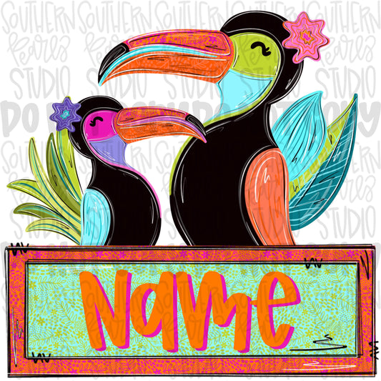 Toucans girls with name patch | Sublimation Design | Digital Download | Women’s, Kids Shirt PNG