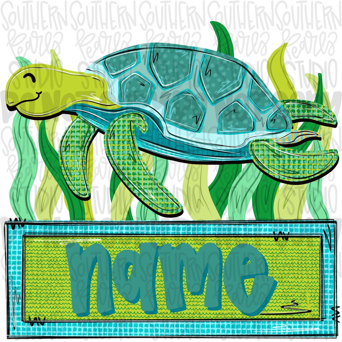 Sea turtle with name patch | Sublimation Design | Digital Download | Women’s, Kids Shirt PNG