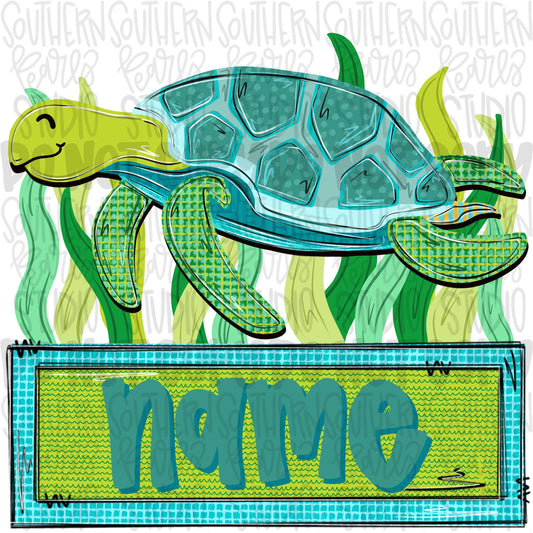 Sea turtle with name patch | Sublimation Design | Digital Download | Women’s, Kids Shirt PNG