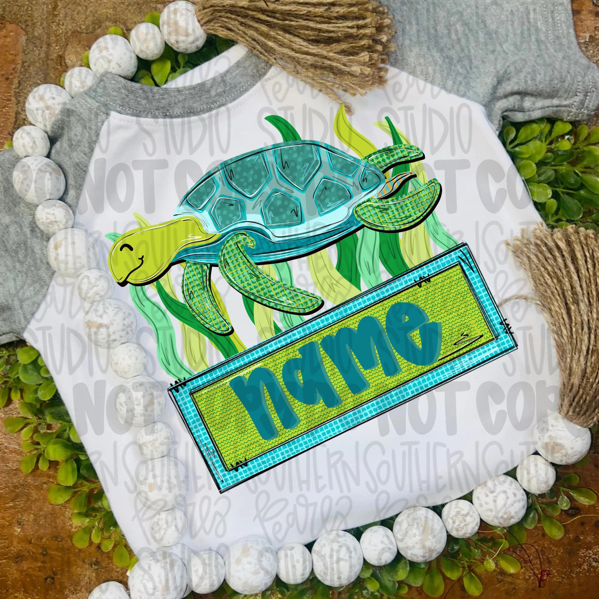 Sea turtle with name patch | Sublimation Design | Digital Download | Women’s, Kids Shirt PNG