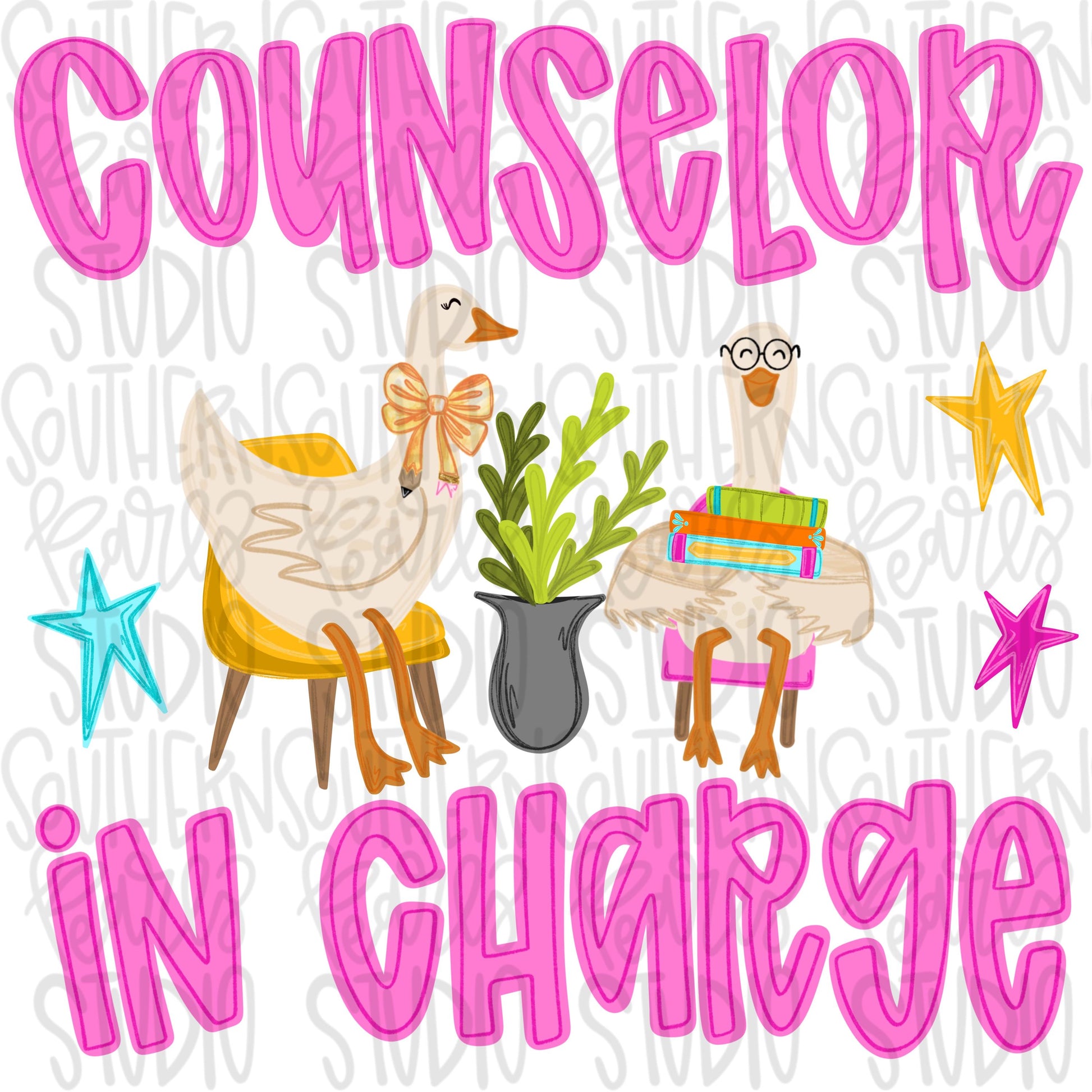 Counselor goose in charge png, bright png, preppy png, girly png, spring png, trendy png, whimsy png, Womens png, Kids png, later gator png