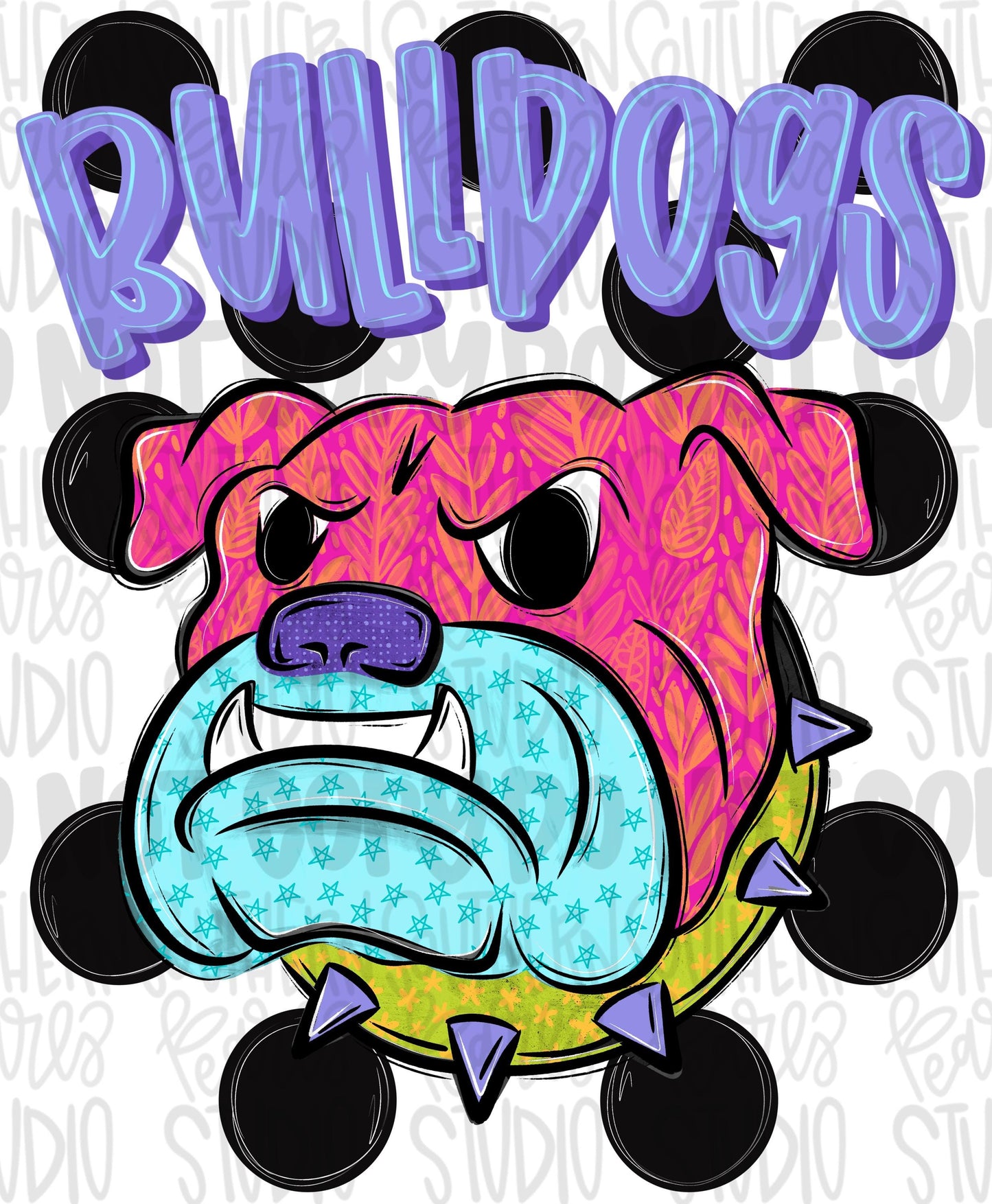 Bulldogs Polka dot mascot png | trendy png viral png colorful png | Sublimation DTF DTG Design | Digital Download | Womens & Kids png