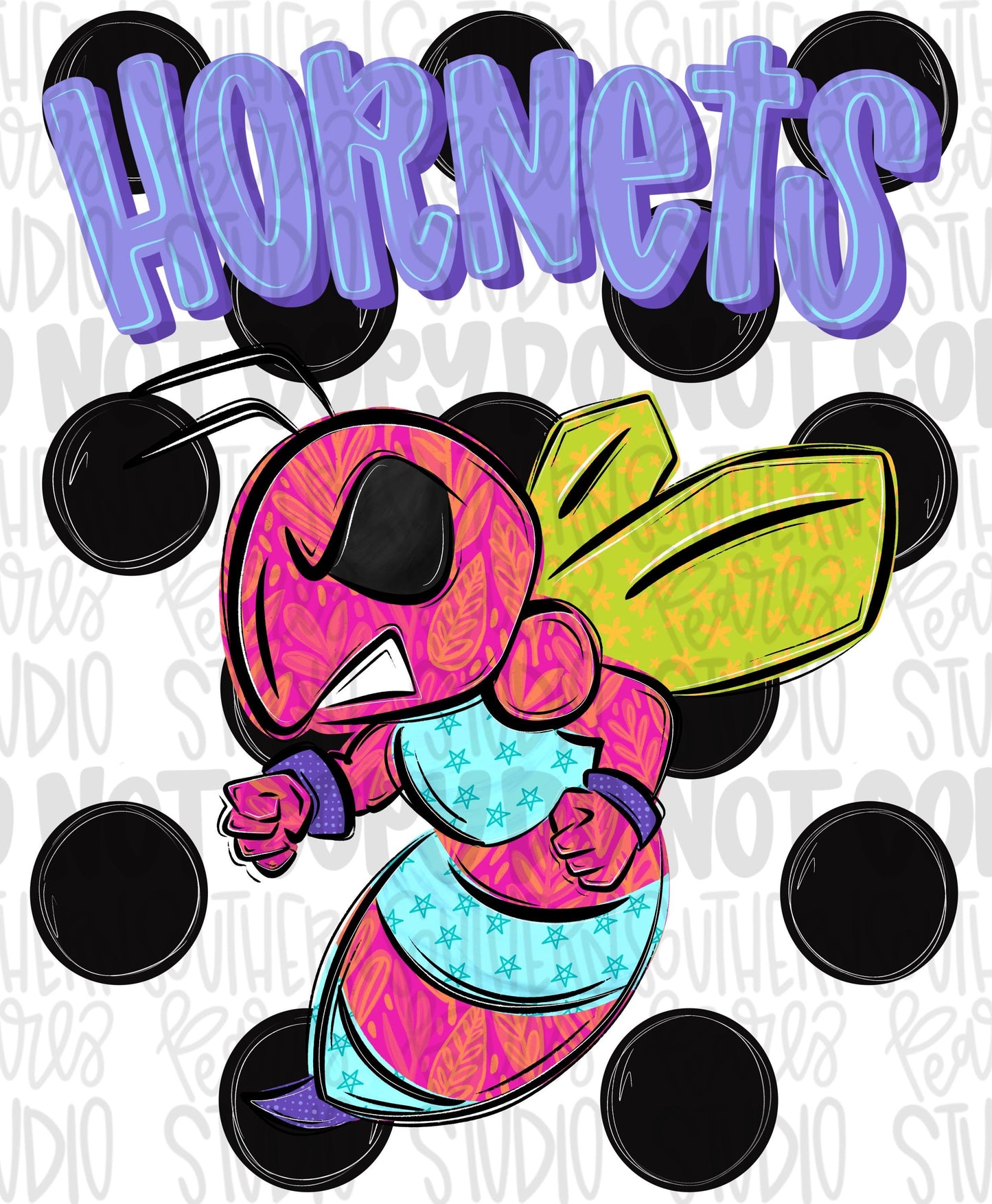Hornets Polka dot mascot png | trendy png viral png colorful png | Sublimation DTF DTG Design | Digital Download | Womens & Kids png