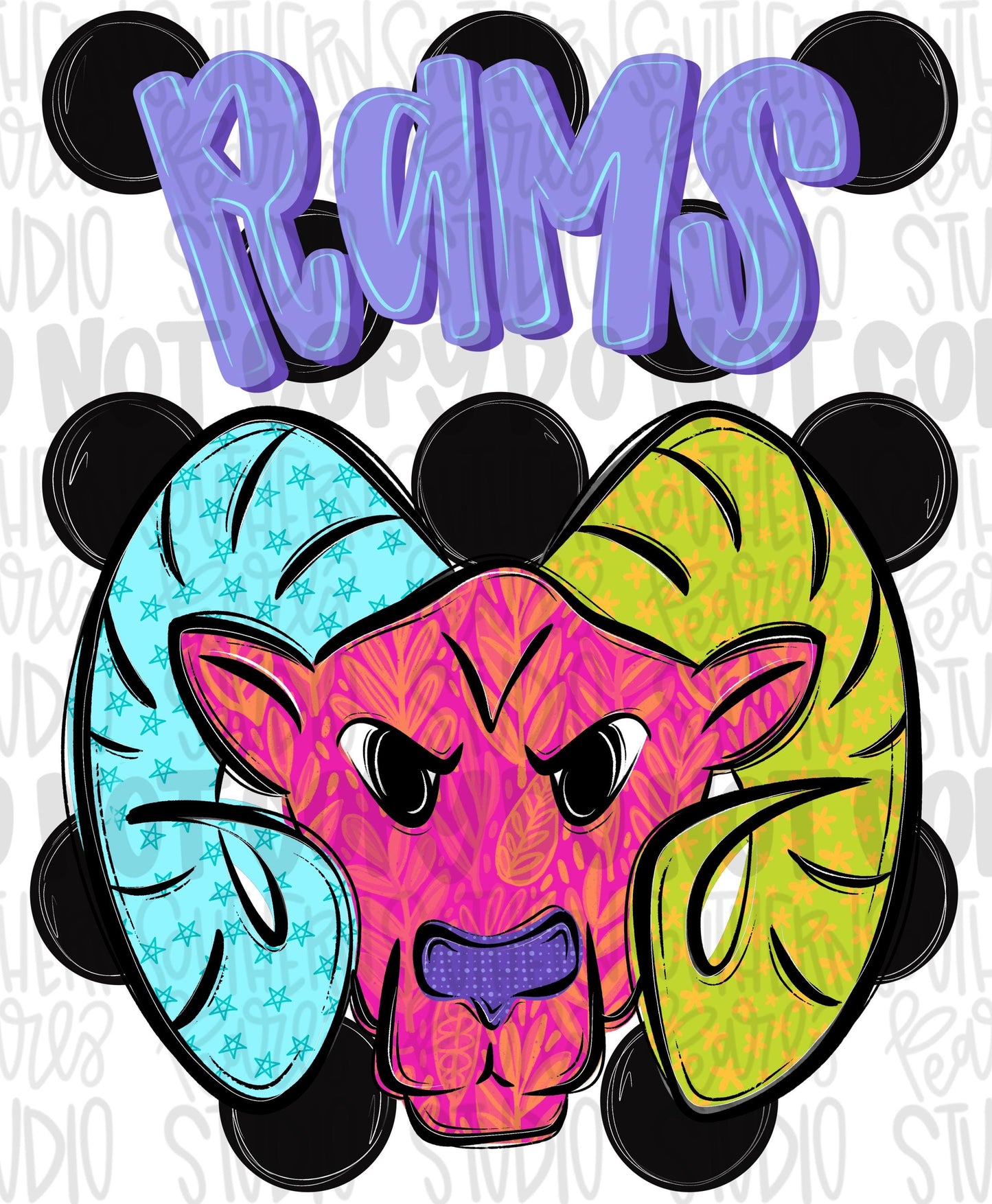 Rams Polka dot mascot png | trendy png viral png colorful png | Sublimation DTF DTG Design | Digital Download | Womens & Kids png