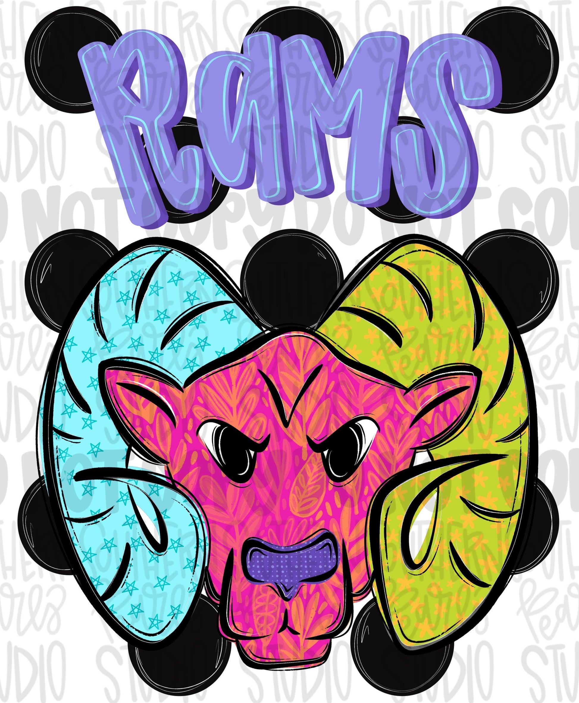 Rams Polka dot mascot png | trendy png viral png colorful png | Sublimation DTF DTG Design | Digital Download | Womens & Kids png