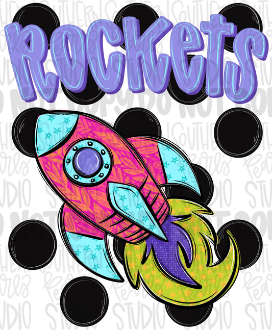 Rockets Polka dot mascot png | trendy png viral png colorful png | Sublimation DTF DTG Design | Digital Download | Womens & Kids png