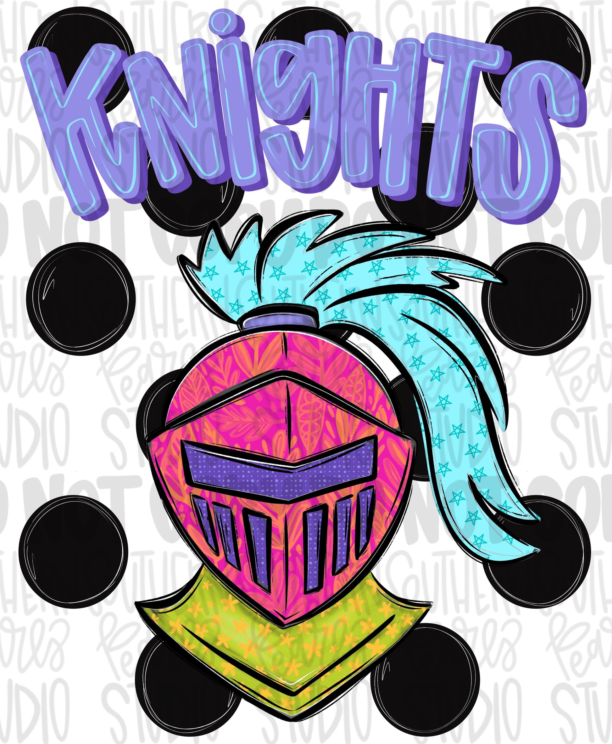 Knights Polka dot mascot png | trendy png viral png colorful png | Sublimation DTF DTG Design | Digital Download | Womens & Kids png
