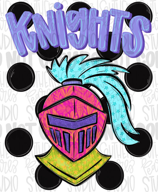 Knights Polka dot mascot png | trendy png viral png colorful png | Sublimation DTF DTG Design | Digital Download | Womens & Kids png