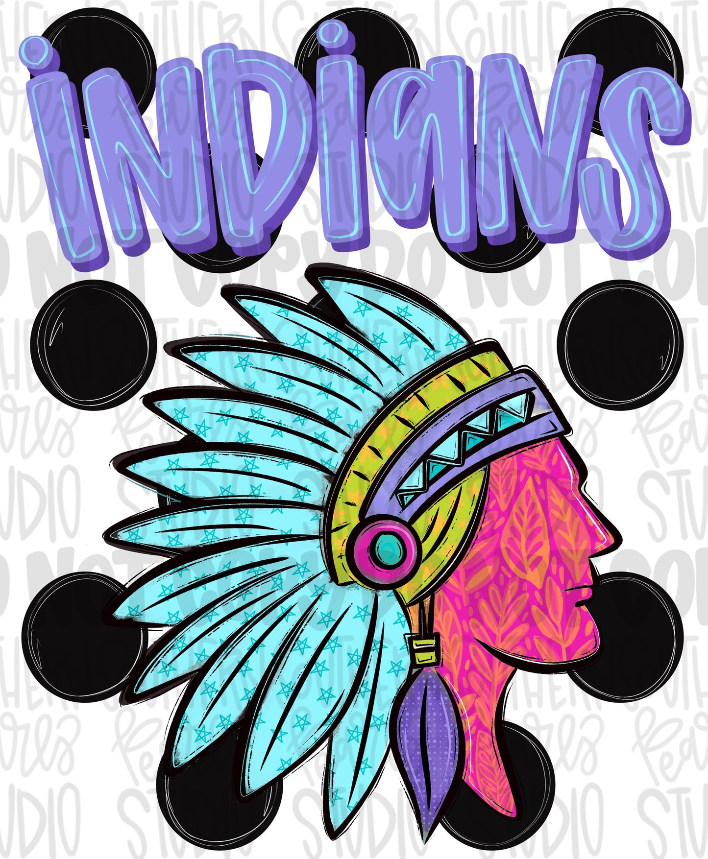 Indians Polka dot mascot png | trendy png viral png colorful png | Sublimation DTF DTG Design | Digital Download | Womens & Kids png