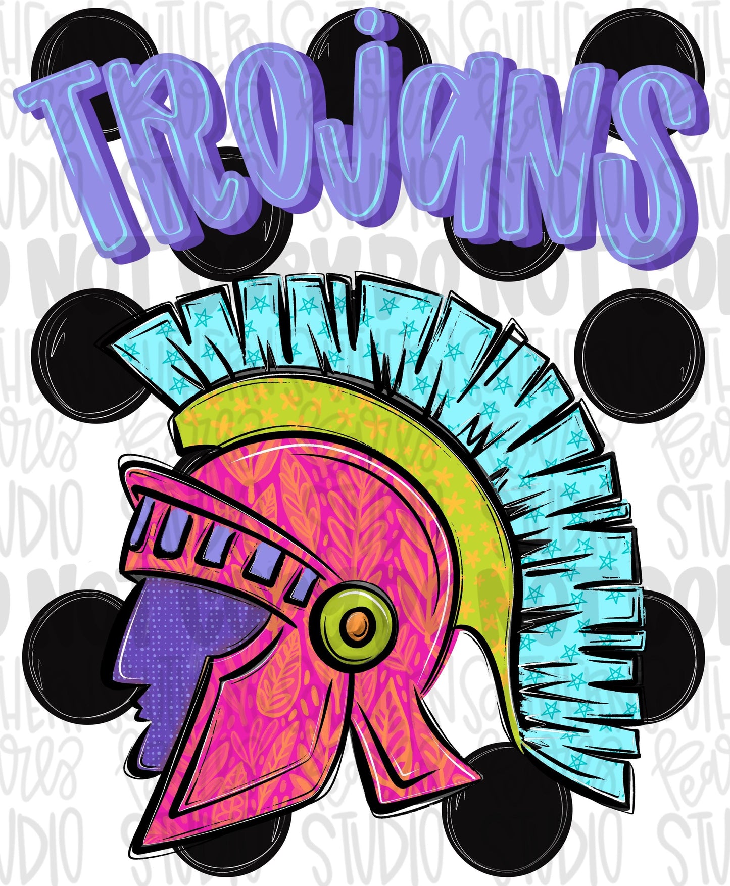 Trojans Polka dot mascot png | trendy png viral png colorful png | Sublimation DTF DTG Design | Digital Download | Womens & Kids png