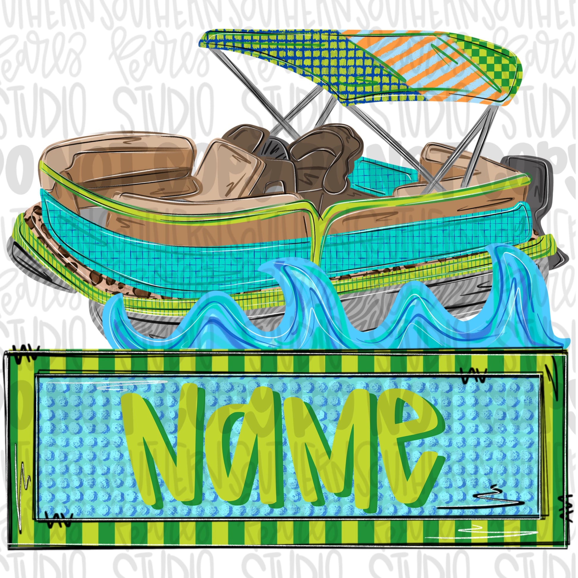 Pontoon boat with name patch boy png | trendy png viral png colorful png | Sublimation DTF DTG Design | Digital Download | Womens & Kids
