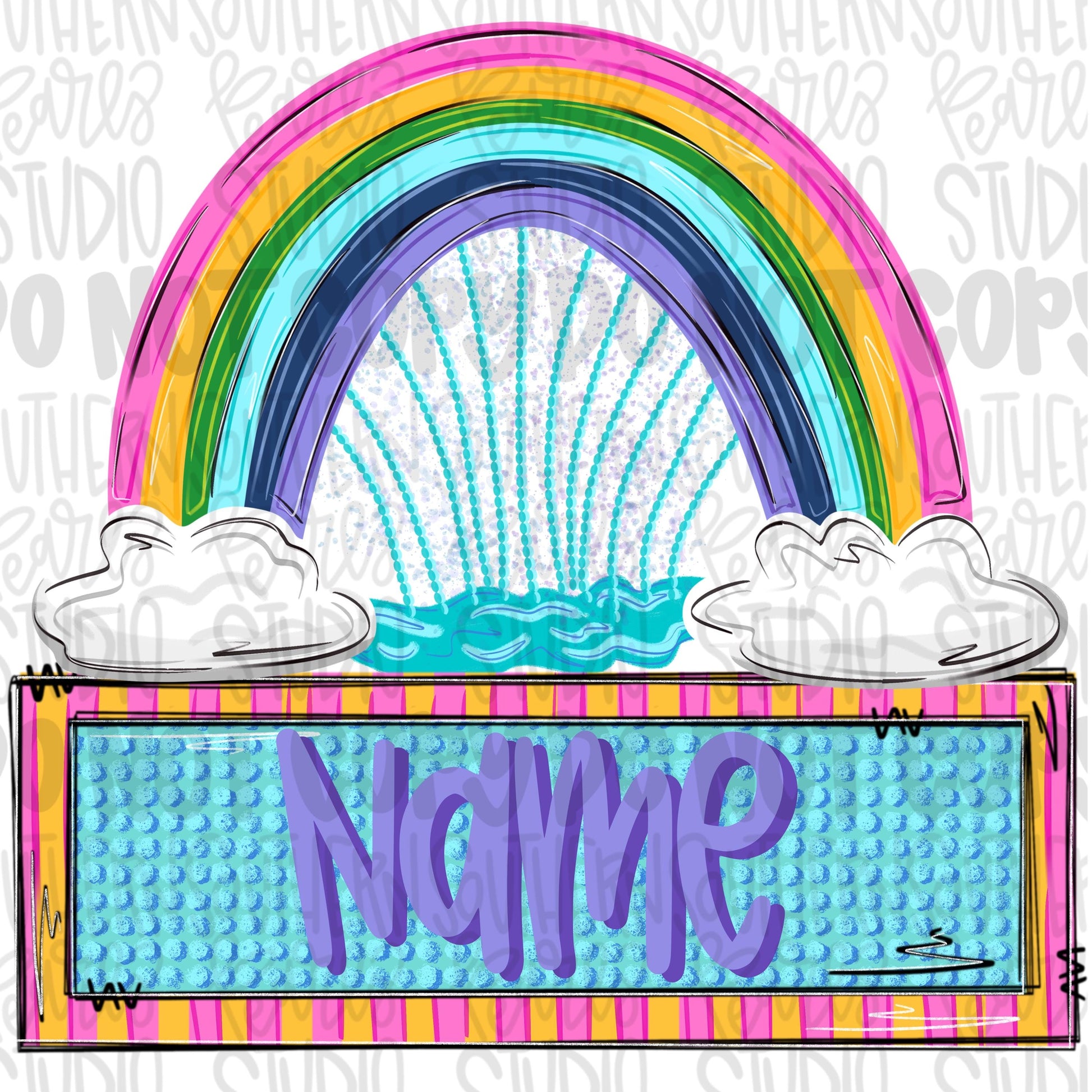 Rainbow sprinkler with name patch png | trendy png viral png colorful png | Sublimation DTF DTG Design | Digital Download | Womens & Kids