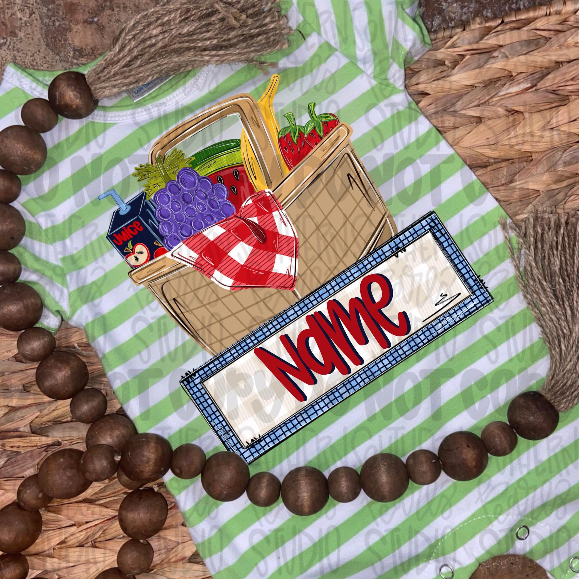 Picnic basket with name patch png | trendy png viral png colorful png | Sublimation DTF DTG Design |Digital Download | Womens & Kids