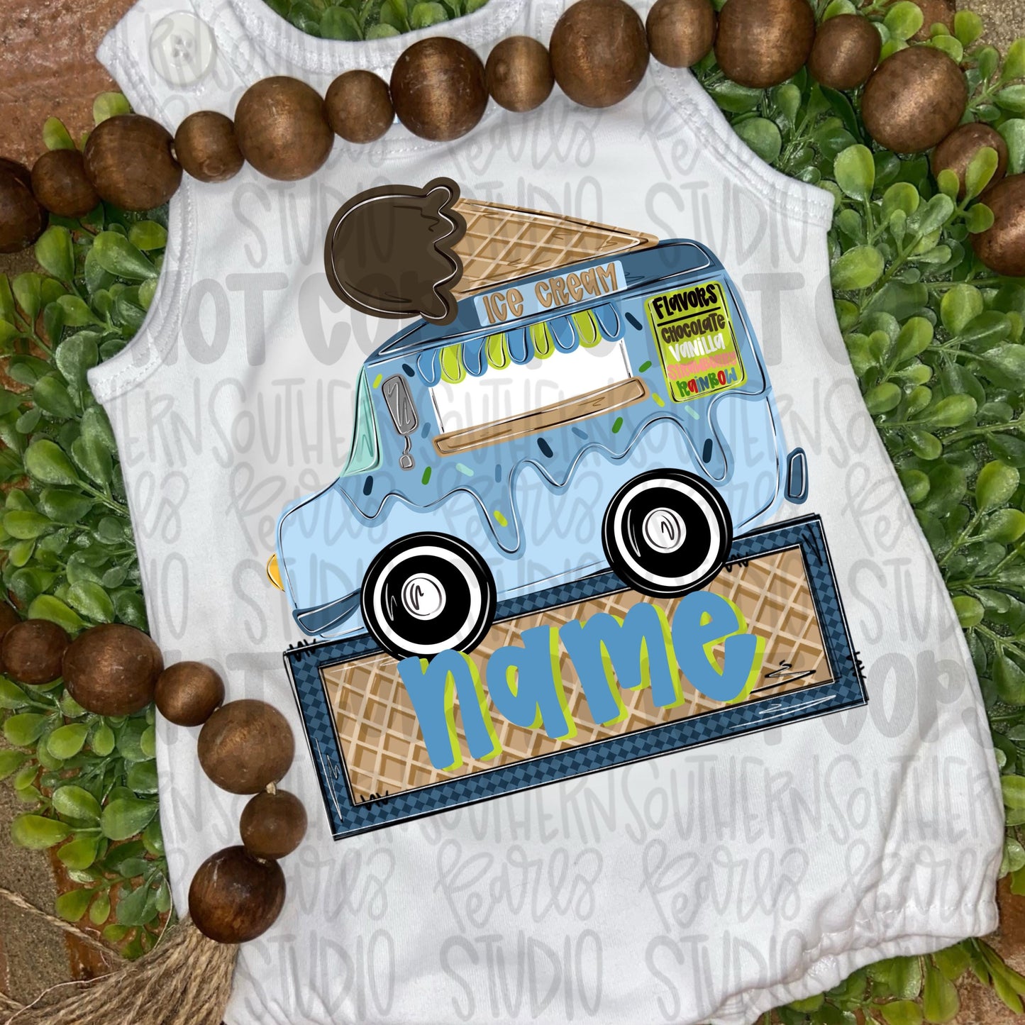Boy ice cream truck with name patch png | trendy png viral png colorful png | Sublimation DTF DTG Design |Digital Download | Womens & Kids