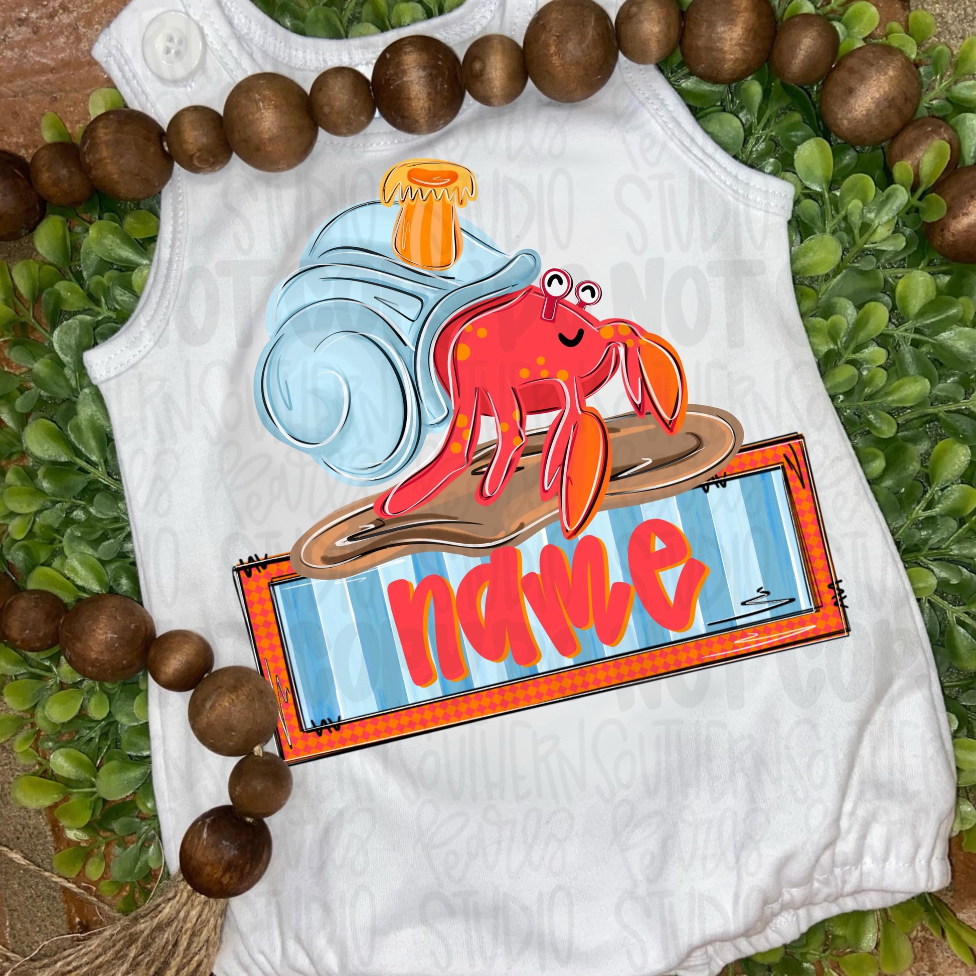 Hermit crab with name patch | Sublimation Design | Digital Download | Women’s, Kids Shirt PNG