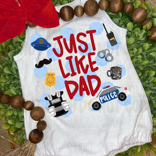 Just like Dad polka dots | police man | Fathers Day | Sublimation Design | Digital Download | Women’s, Kids Shirt PNG