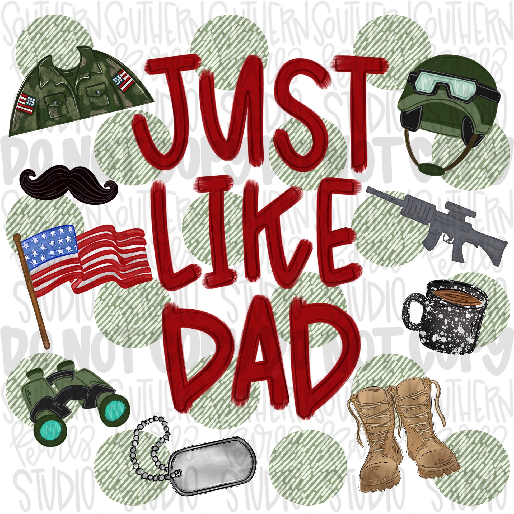 Just like Dad polka dots | military | Fathers Day | Sublimation Design | Digital Download | Women’s, Kids Shirt PNG