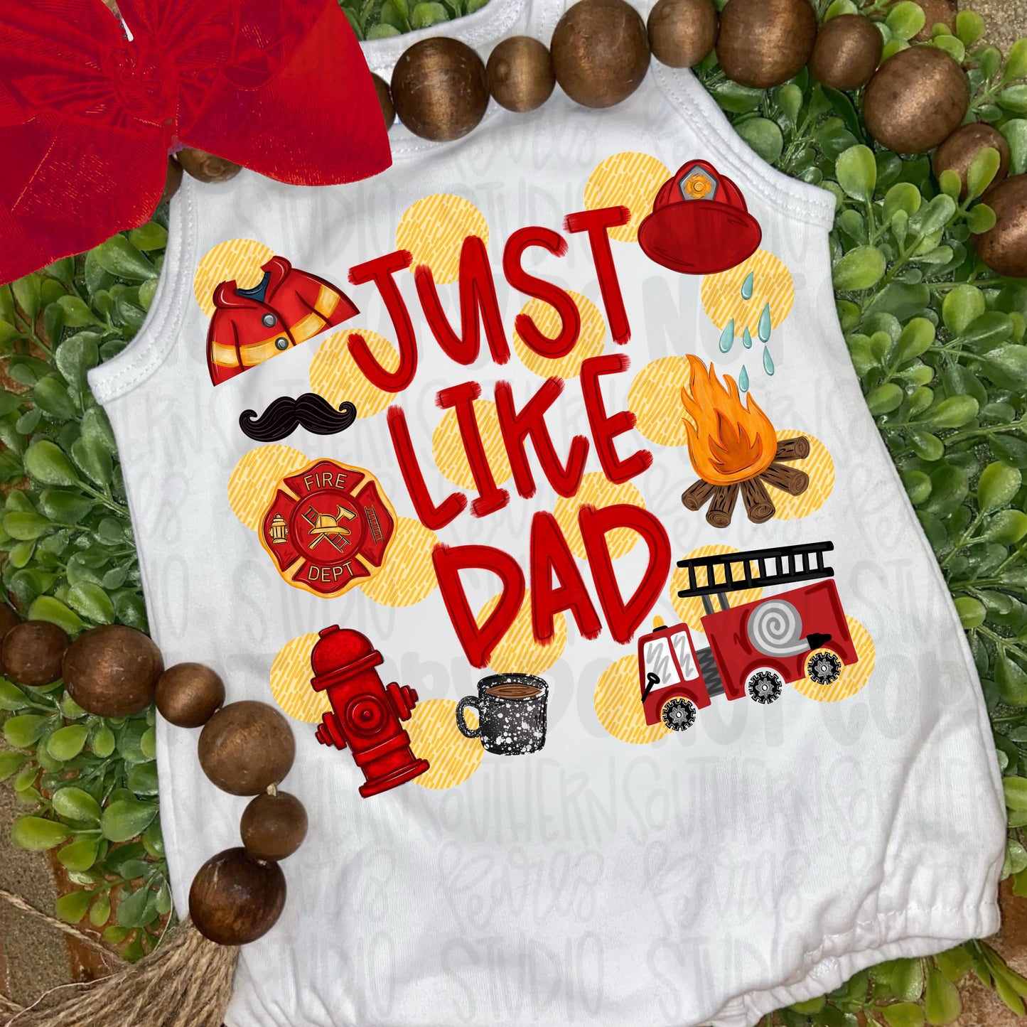 Just like Dad polka dots | firefighter | Fathers Day | Sublimation Design | Digital Download | Women’s, Kids Shirt PNG