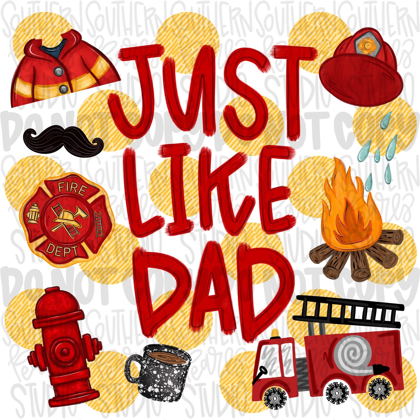 Just like Dad polka dots | firefighter | Fathers Day | Sublimation Design | Digital Download | Women’s, Kids Shirt PNG