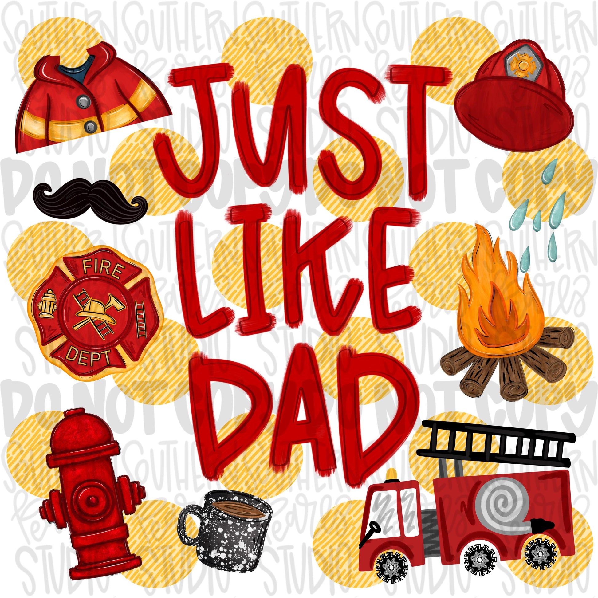 Just like Dad polka dots | firefighter | Fathers Day | Sublimation Design | Digital Download | Women’s, Kids Shirt PNG
