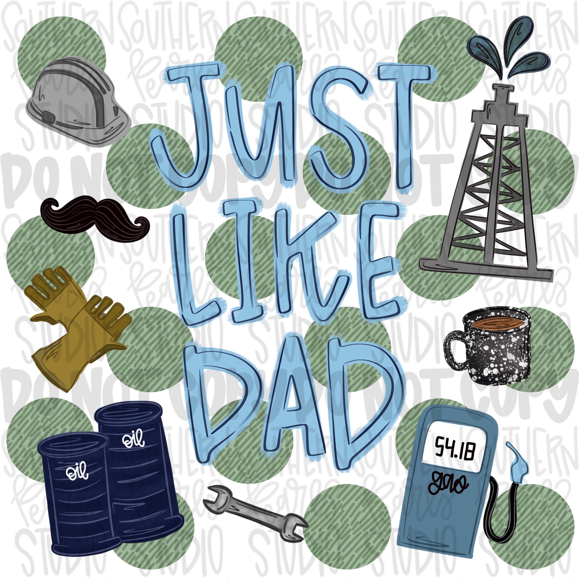 Just like Dad polka dots | oil rig | Fathers Day | Sublimation Design | Digital Download | Women’s, Kids Shirt PNG