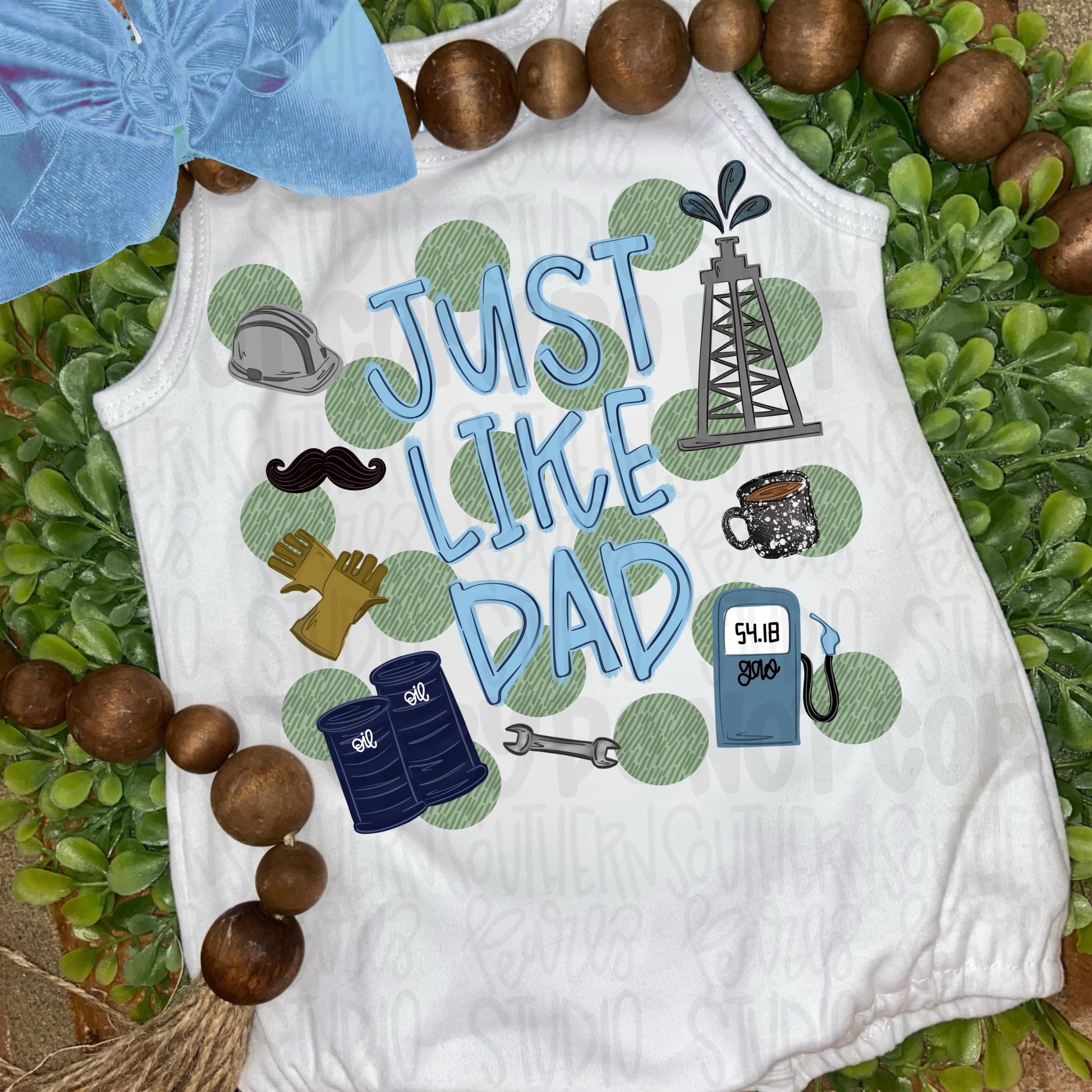 Just like Dad polka dots | oil rig | Fathers Day | Sublimation Design | Digital Download | Women’s, Kids Shirt PNG